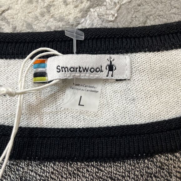 Smartwool Womens Shadow Pine Colorblock Soft Wool Sweater Black Beige Large - Picture 7 of 10